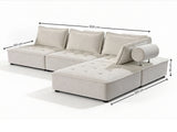 Hazel Velvet Sectional Sofa - Cream