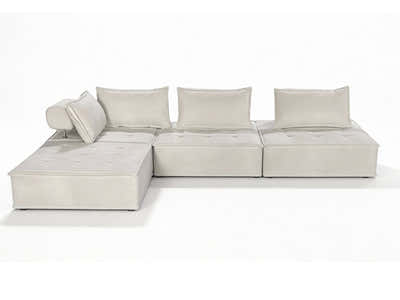 Hazel Velvet Sectional Sofa - Cream