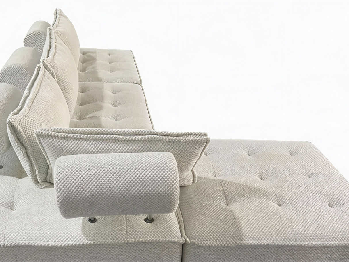 Hazel Velvet Sectional Sofa - Cream