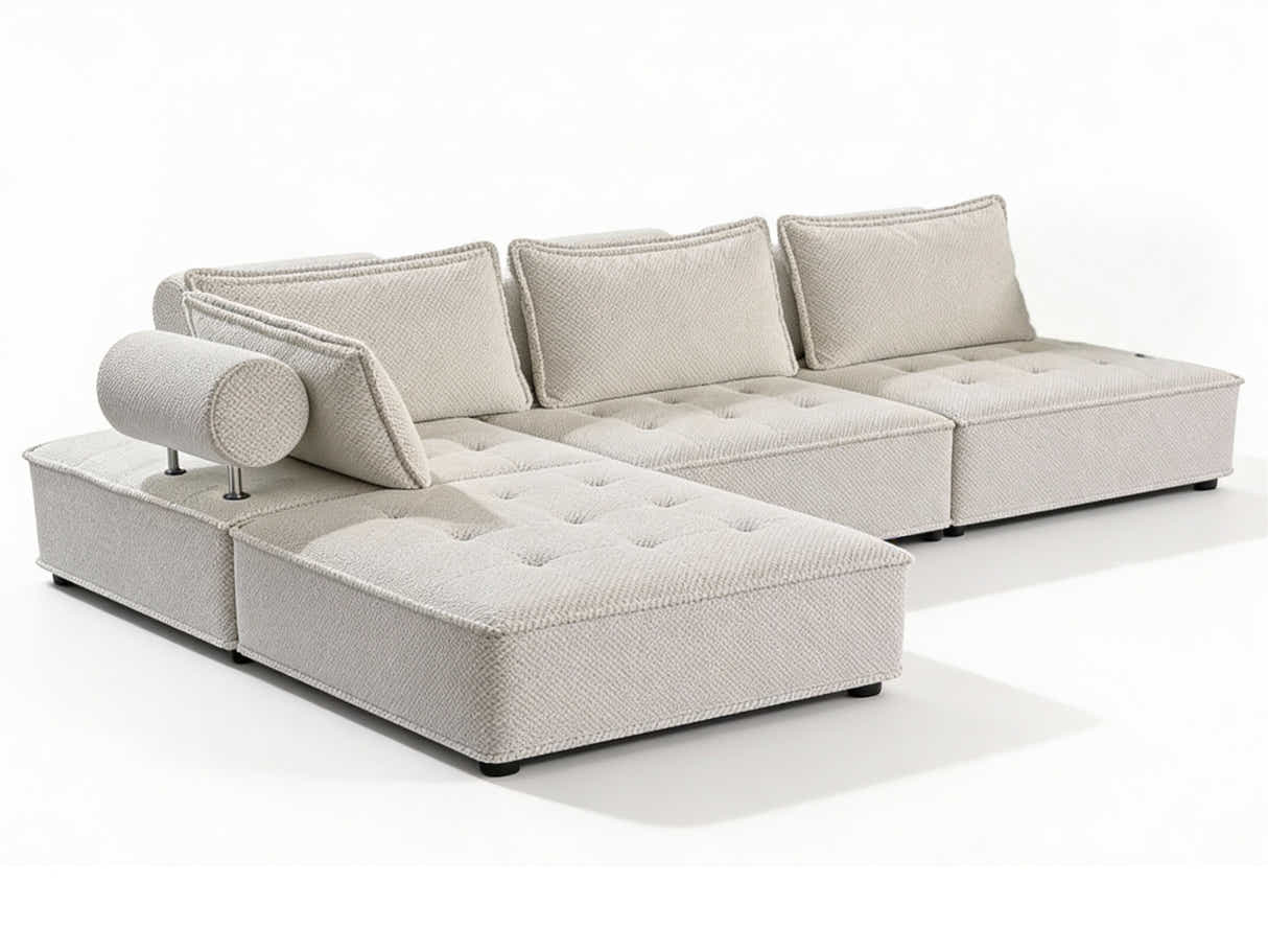 Hazel Velvet Sectional Sofa - Cream