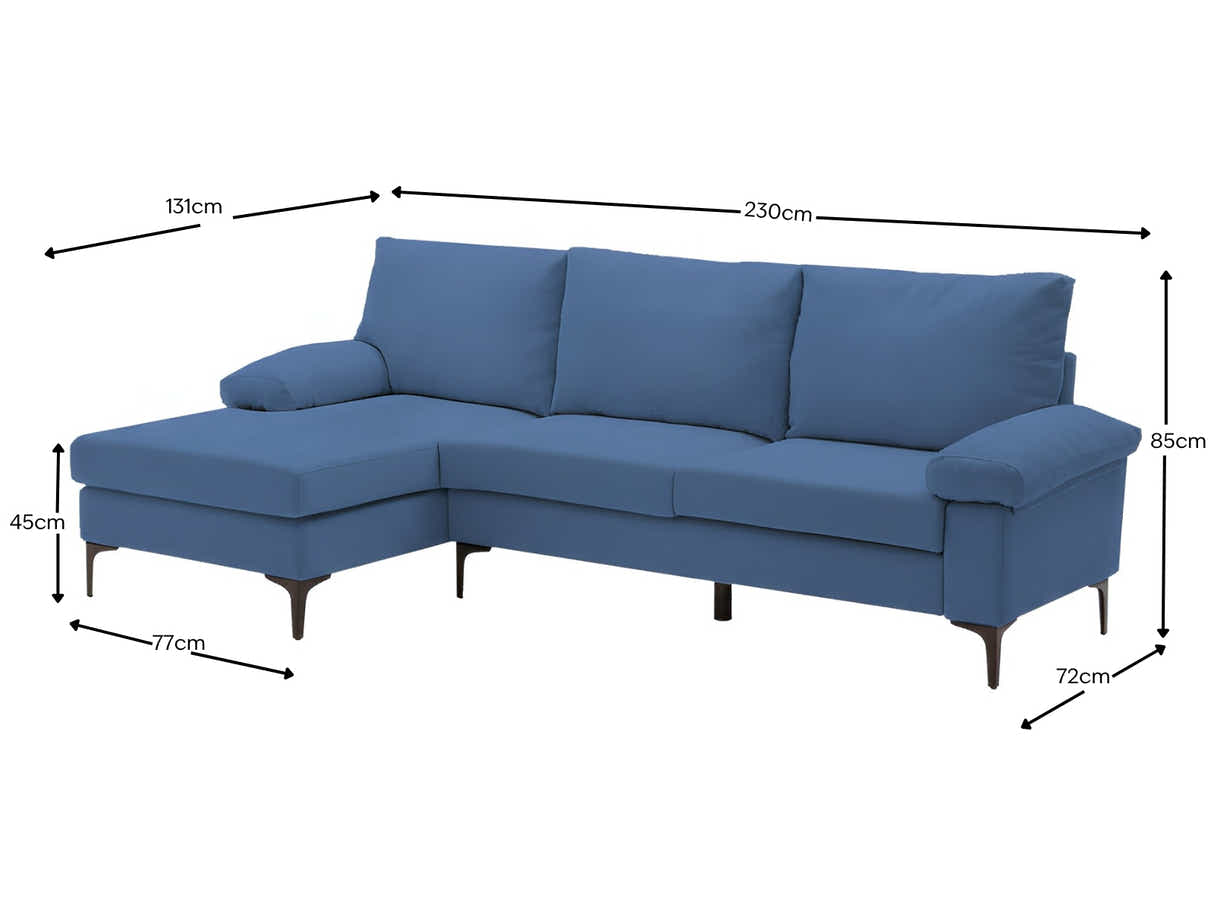 Adriana Linen Sectional Sofa - Blue