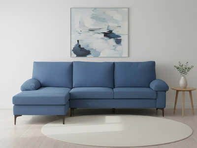 Adriana Linen Sectional Sofa - Blue