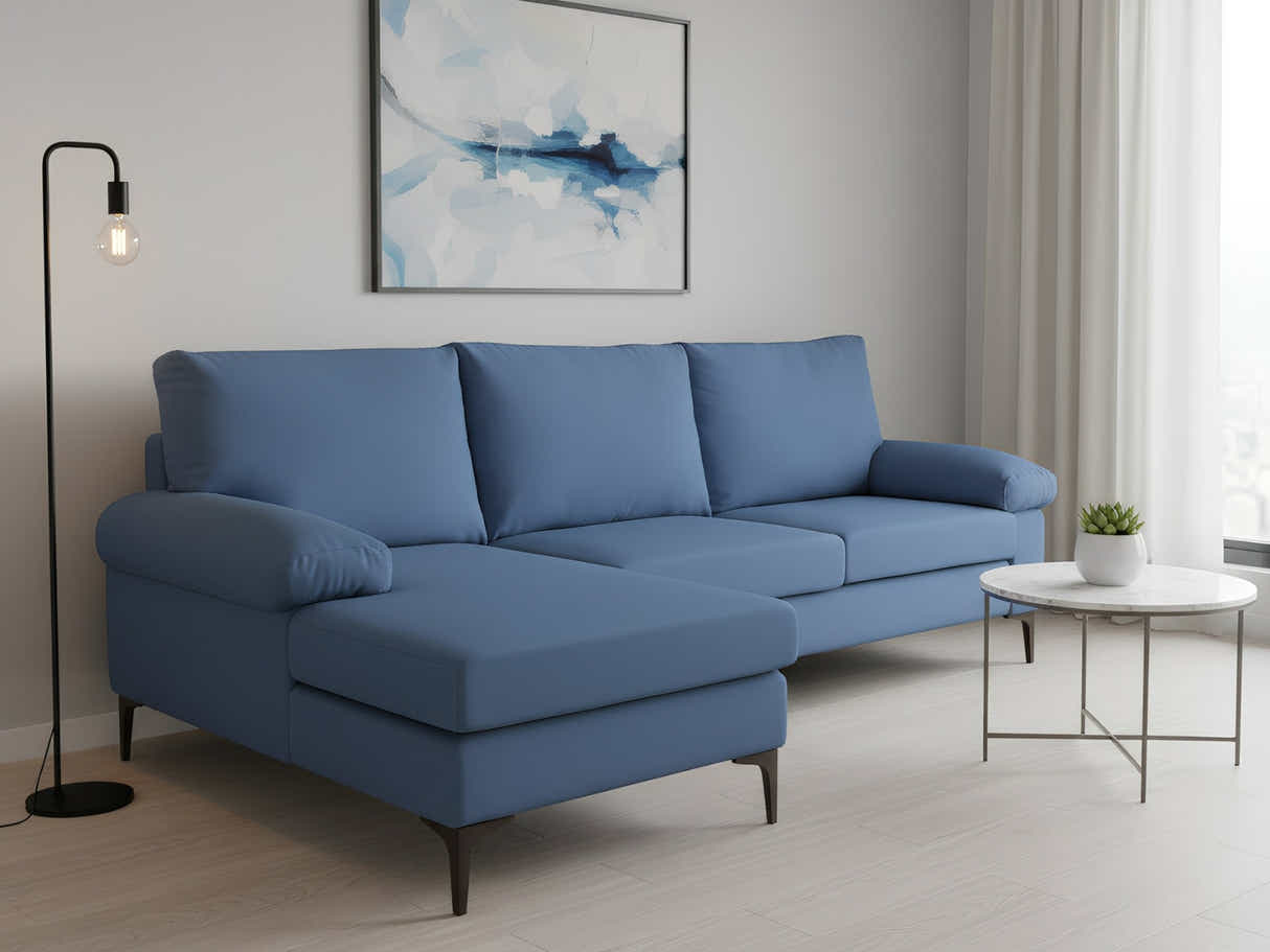 Adriana Linen Sectional Sofa - Blue