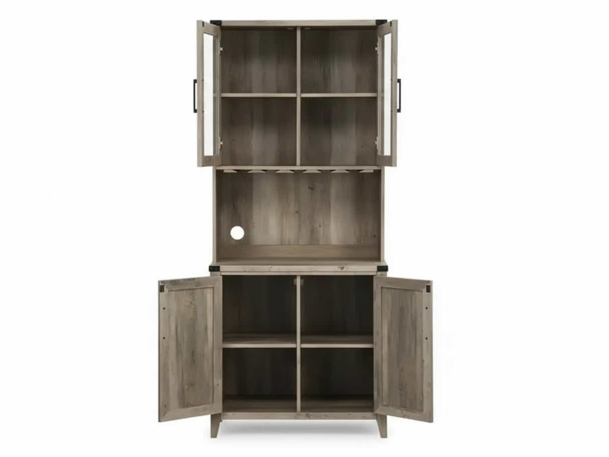 4-Door Wine Cabinet - Grey Wash