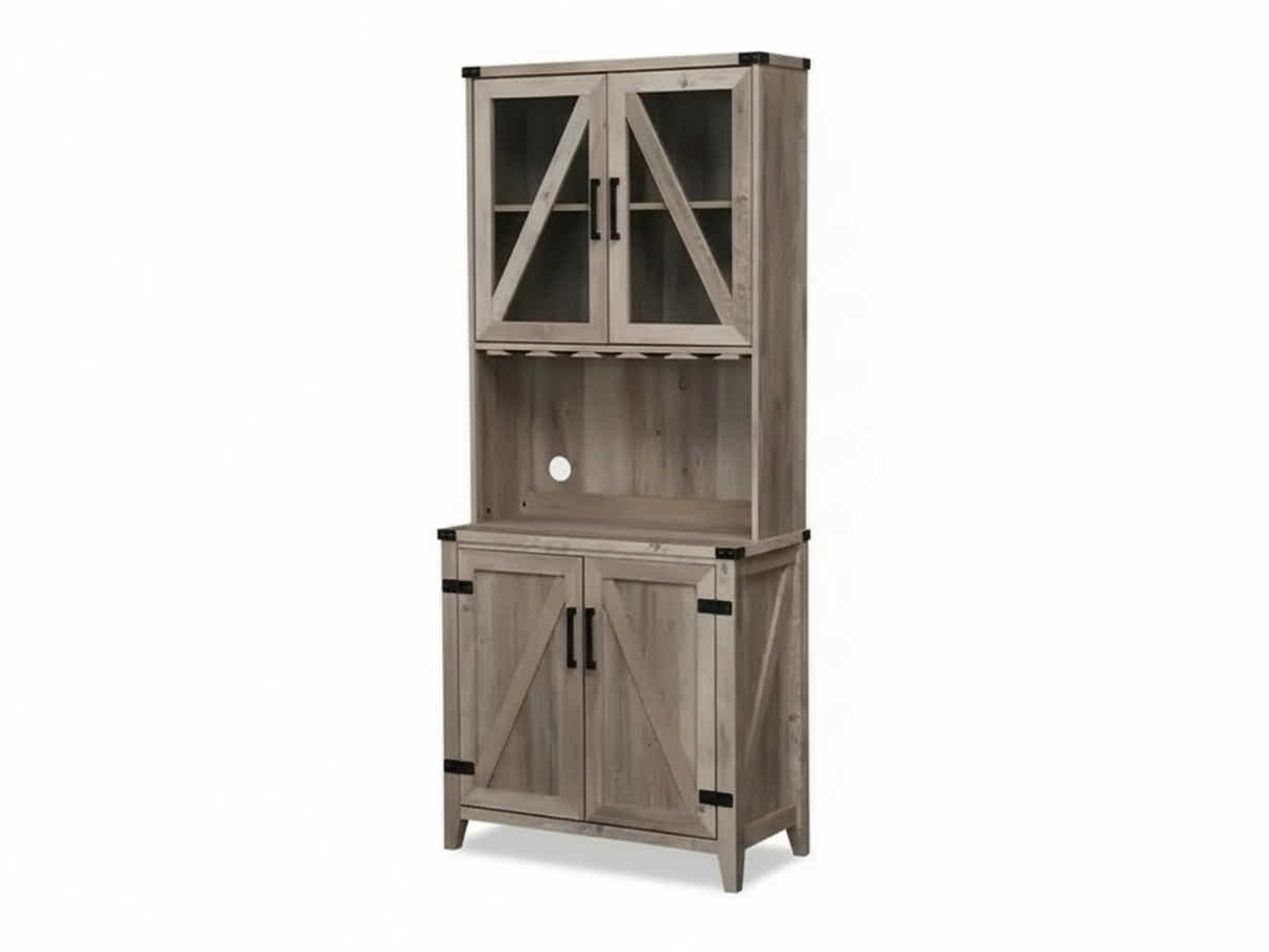 4-Door Wine Cabinet - Grey Wash