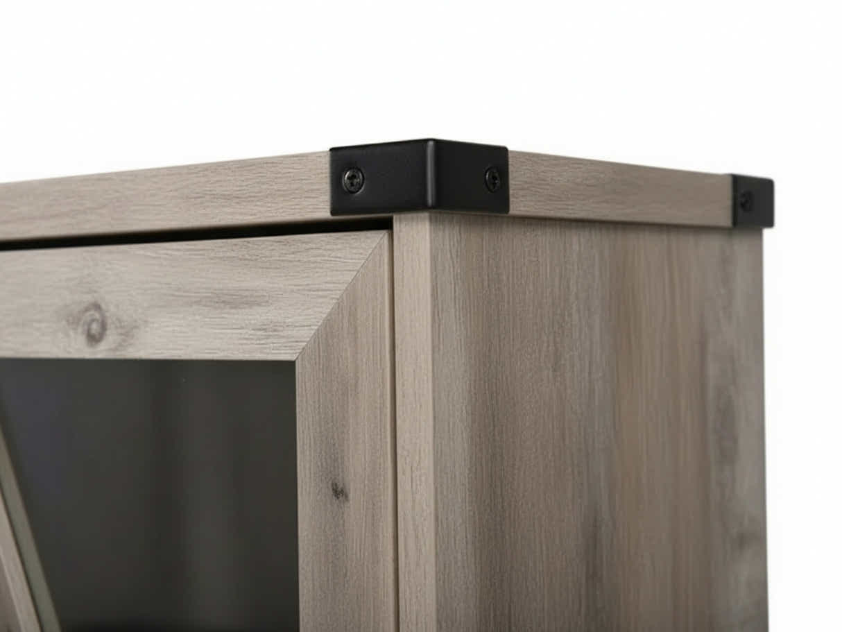4-Door Wine Cabinet - Grey Wash