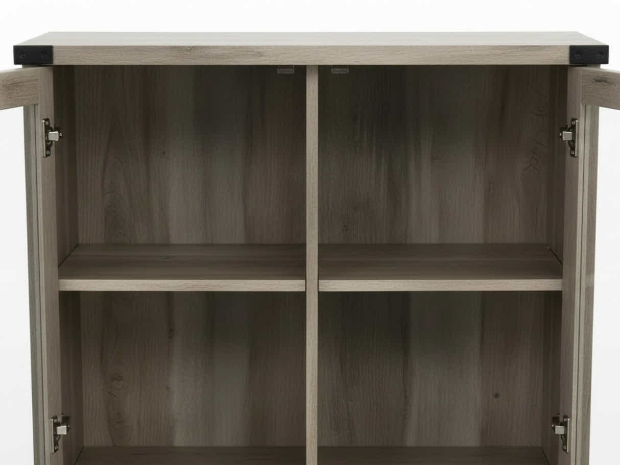 4-Door Wine Cabinet - Grey Wash