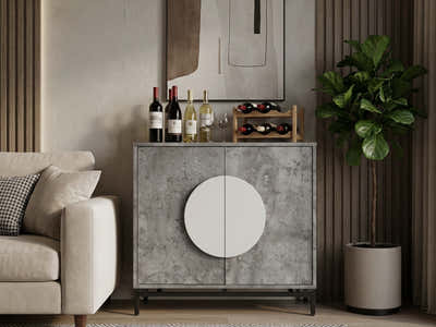 2-Door Wine Cabinet - Grey