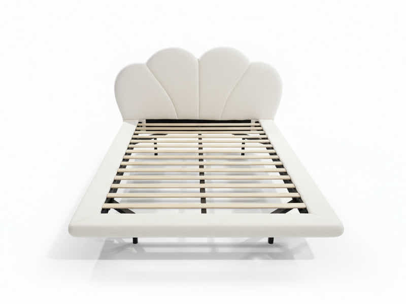 Joleen Boucle Bed Frame Cream & PIL20 Mattress with Pillows - Queen