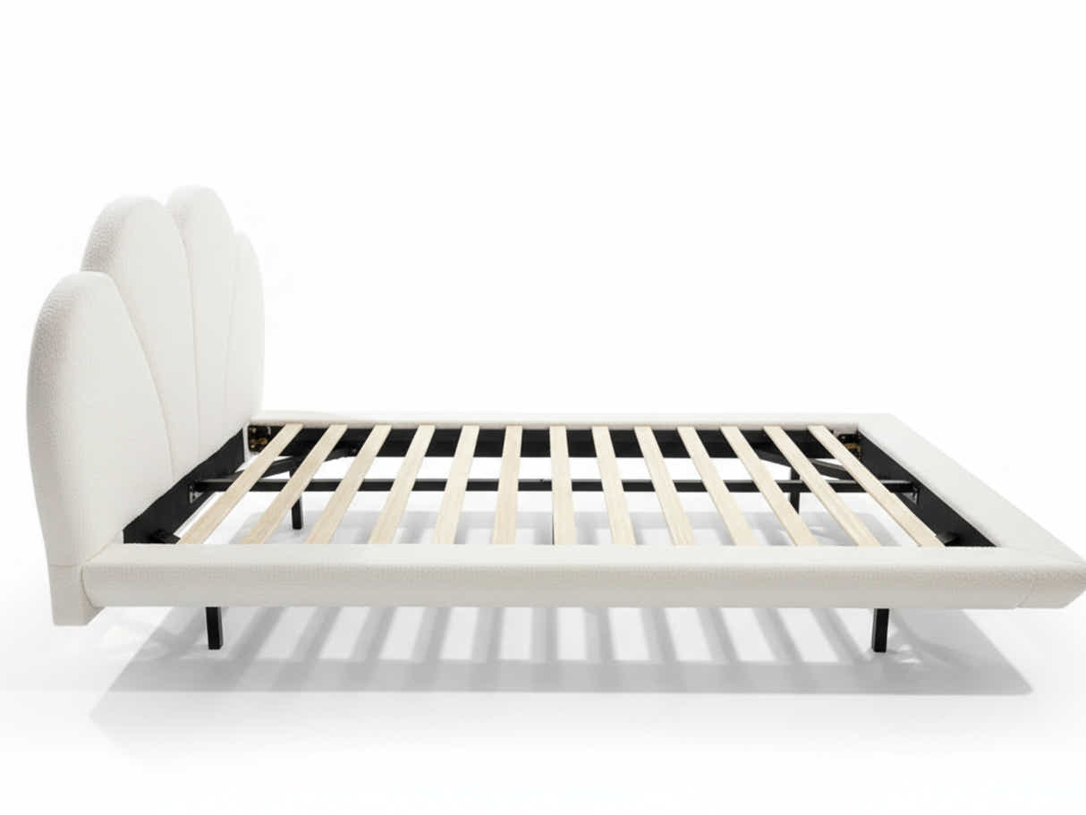Joleen Boucle Bed Frame Cream - Queen