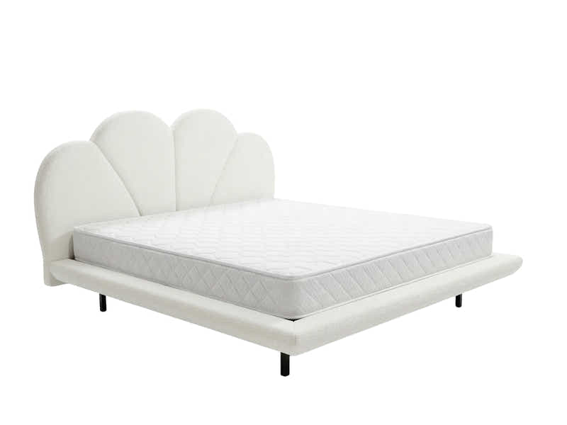 Joleen Boucle Bed Frame Cream & Bon15 Mattress - Queen