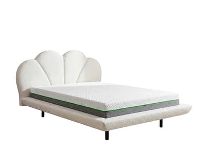 Joleen Boucle Bed Frame Cream & 3 Way Mattress - Queen