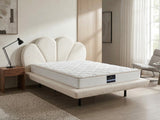 Joleen Boucle Bed Frame Cream & PIL20 Mattress with Pillows - Queen