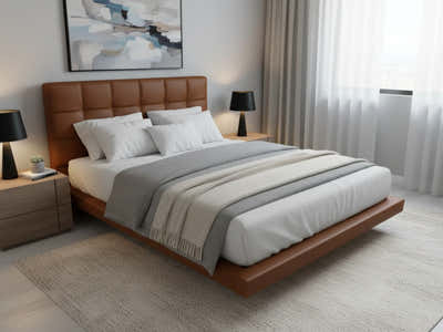 Kalyn PU Bed Frame Orange - Queen
