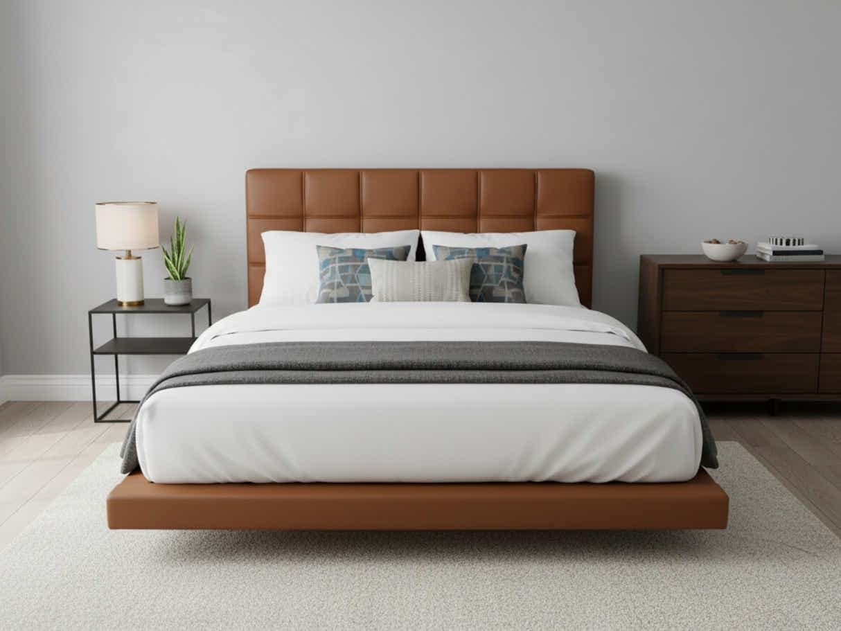 Kalyn PU Bed Frame Orange - Queen