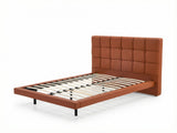 Kalyn PU Bed Frame Orange & PIL20 Mattress with Pillows - Queen