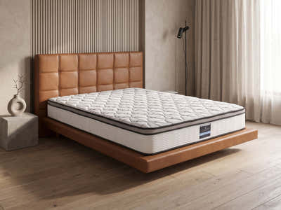 Kalyn PU Floating Bed Frame Orange & GEL30 Mattress - Queen