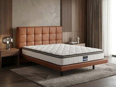Kalyn PU Bed Frame Orange & GEL30 Mattress - Queen