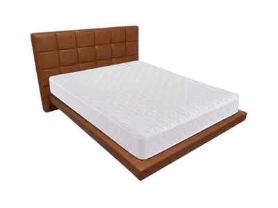 Kalyn PU Floating Bed Frame Orange & Bon15 Mattress - Queen