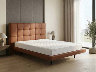 Kalyn PU Bed Frame Orange & Bon15 Mattress - Queen