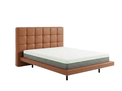 Kalyn PU Bed Frame Orange & 3 Way Mattress - Queen