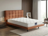Kalyn PU Bed Frame Orange & PIL20 Mattress with Pillows - Queen