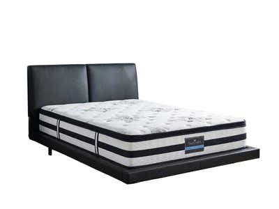 Priscilla PU Floating Bed Frame Black & K34 Mattress - Queen