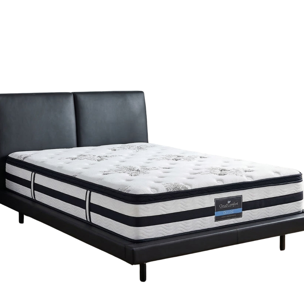 Priscilla Queen PU Bed Frame Black & K34 Mattress | TSB Living NZ