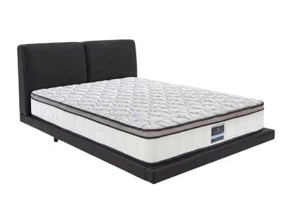 Priscilla PU Floating Bed Frame Black & GEL30 Mattress - Queen
