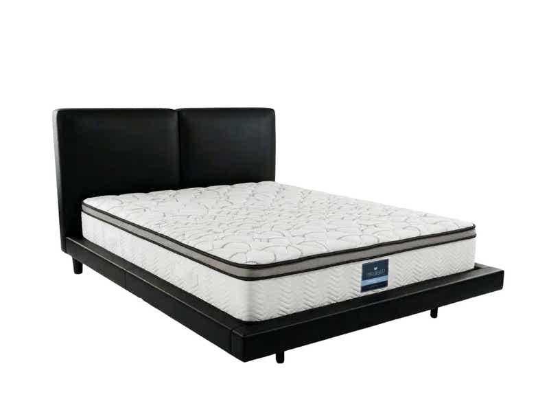 Priscilla PU Bed Frame Black & GEL30 Mattress - Queen