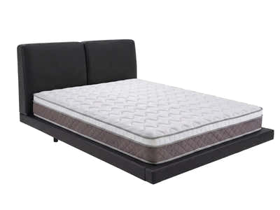 Priscilla PU Floating Bed Frame Black & MEM23 Mattress - Queen