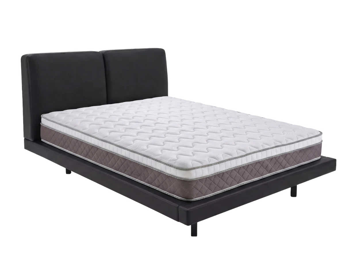 Priscilla PU Bed Frame Black & MEM23 Mattress - Queen