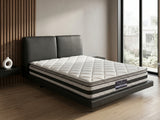 Priscilla PU Floating Bed Frame Black & Bon21 Mattress - Queen