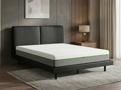 Priscilla PU Bed Frame Black & 3 Way Mattress - Queen