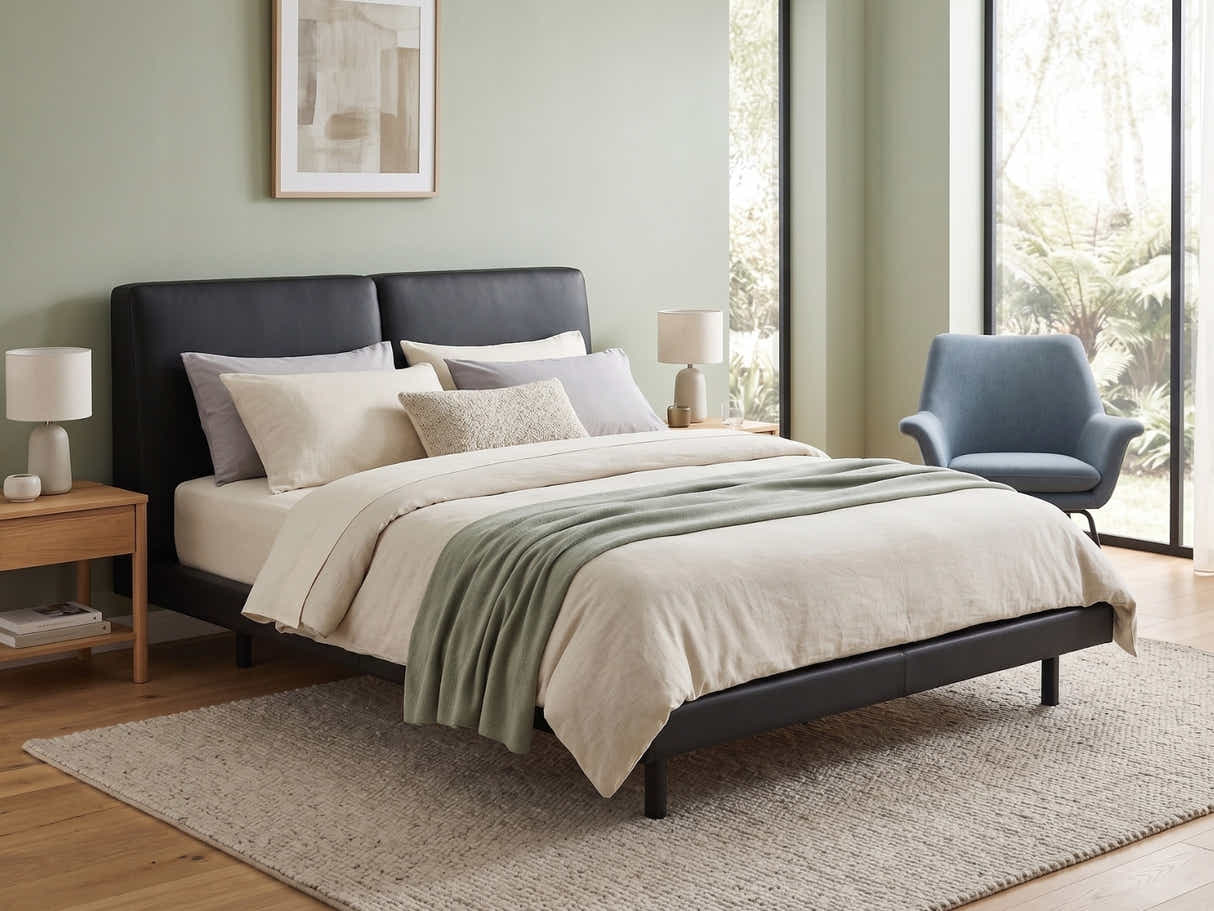 Priscilla PU Bed Frame Black - Queen