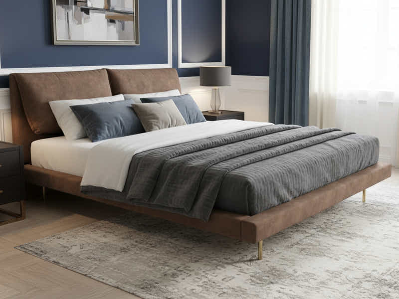 Rowina PU Bed Frame Khaki - Queen