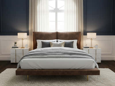 Rowina PU Bed Frame Khaki - Queen