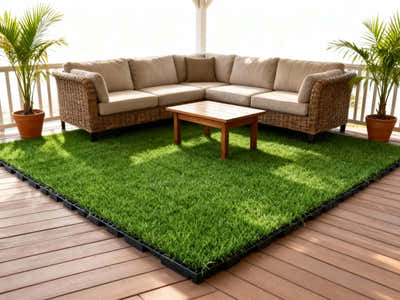 Multi-Colors 20 mm Artificial Grass Tiles - 30x30 cm (Pack of 12)