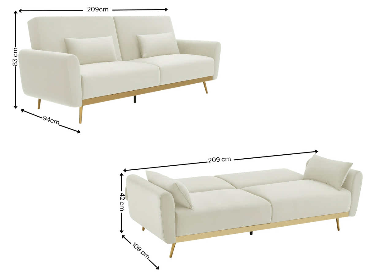 Limpley Velvet Sofa Bed - Beige