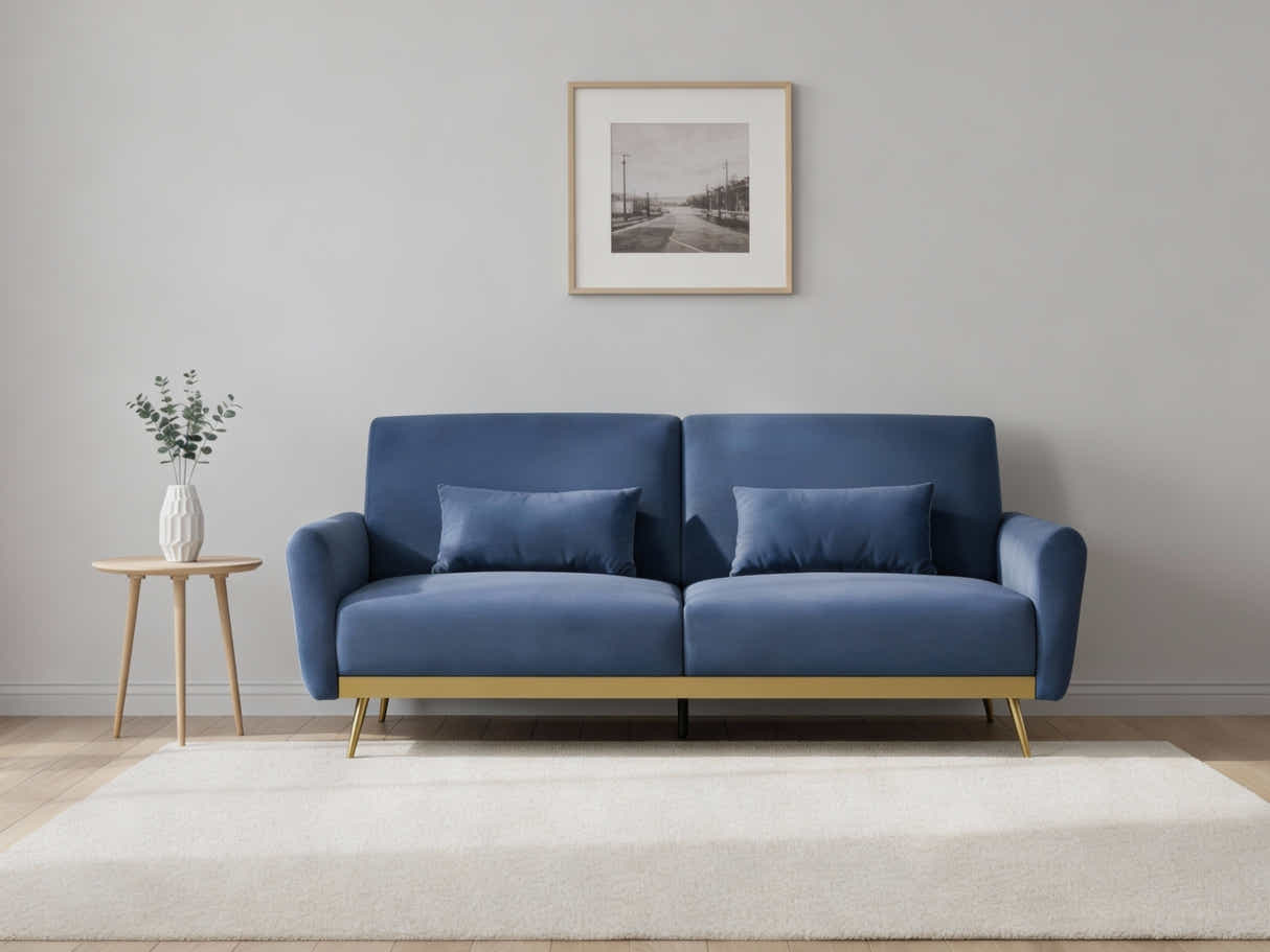 Limpley Velvet Sofa Bed - Blue