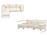 Wenda Velvet Sofa with Chaise - Beige