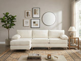Wenda Velvet Sofa with Chaise - Beige