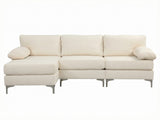 Wenda Velvet Sofa with Chaise - Beige