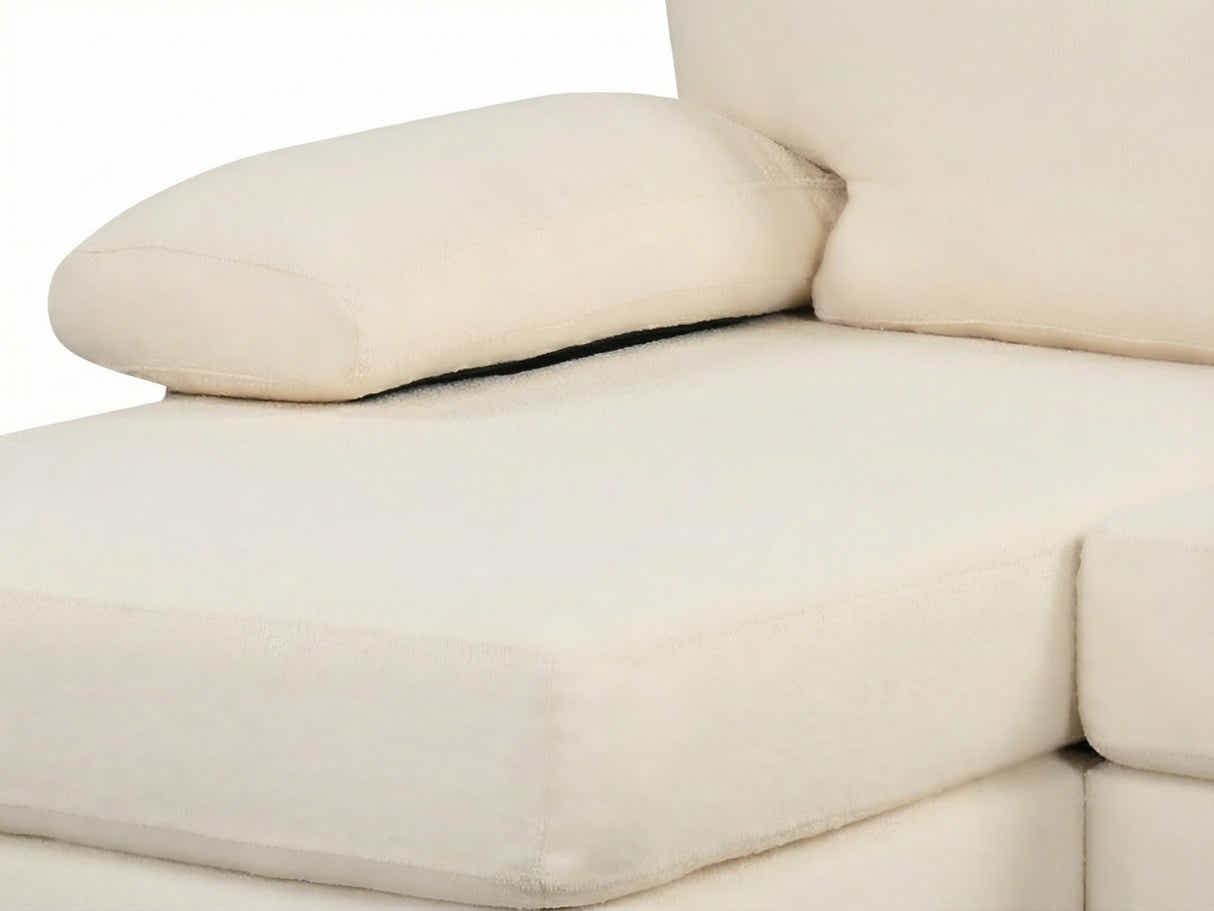 Wenda Velvet Sofa with Chaise - Beige
