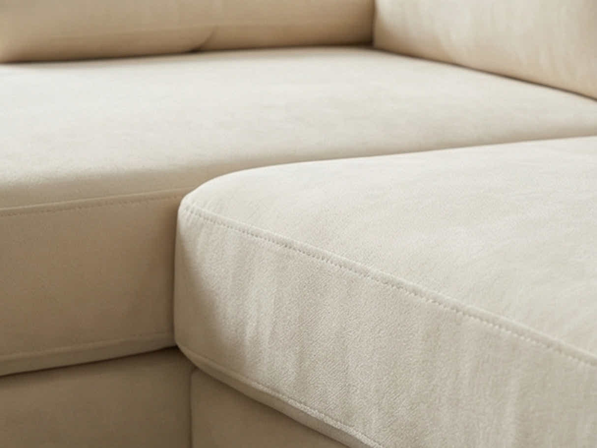 Wenda Velvet Sofa with Chaise - Beige