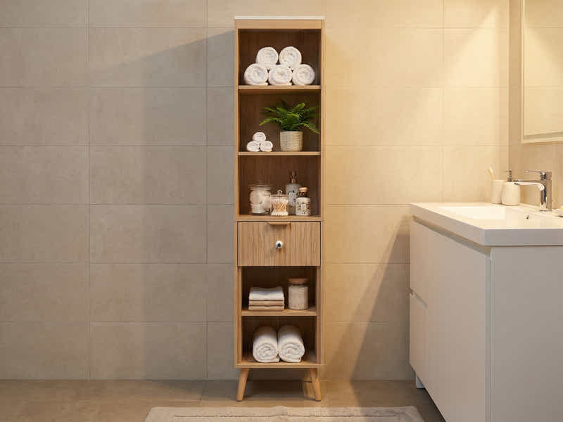 Bathroom Tower Cabinet - Oak