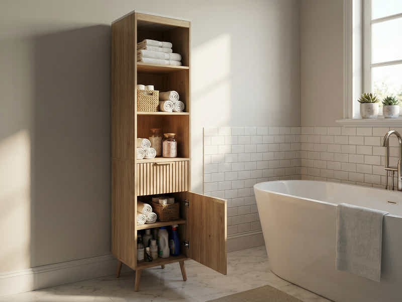 Bathroom Tower Cabinet - Oak