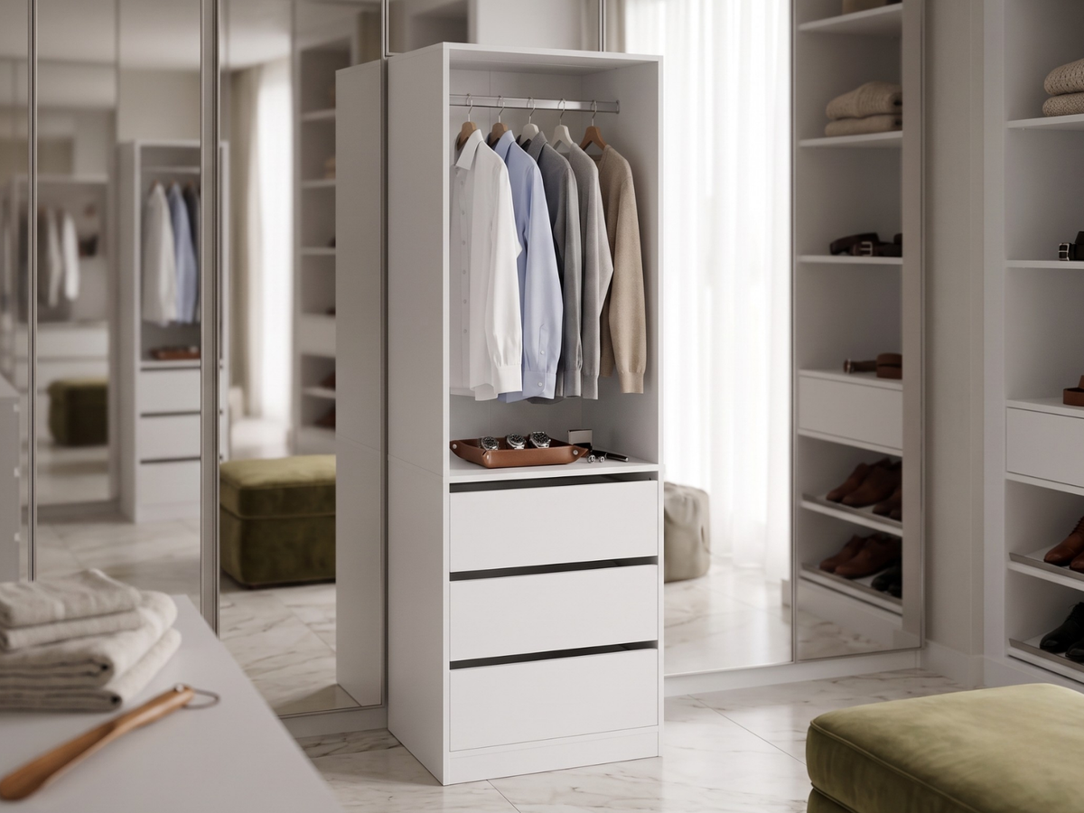 Mattone 3-Drawer Wardrobe with Hanging Shelf