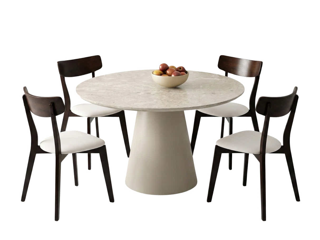 Kaila Round Dining Table - 120 cm & Iora Dining Chair Wenge - Set of 4