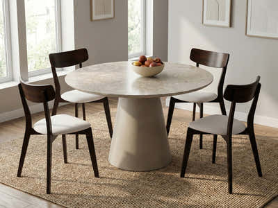Kaila Round Dining Table - 120 cm & Iora Dining Chair Wenge - Set of 4